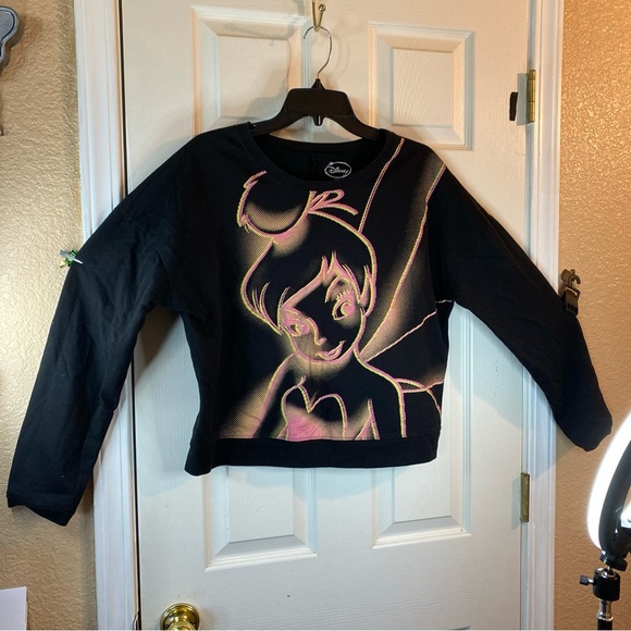 Disney Tops - Disney Women Juniors XXL 19 Sweatshirt Pullover Tinker Bell Graphic Lightweight